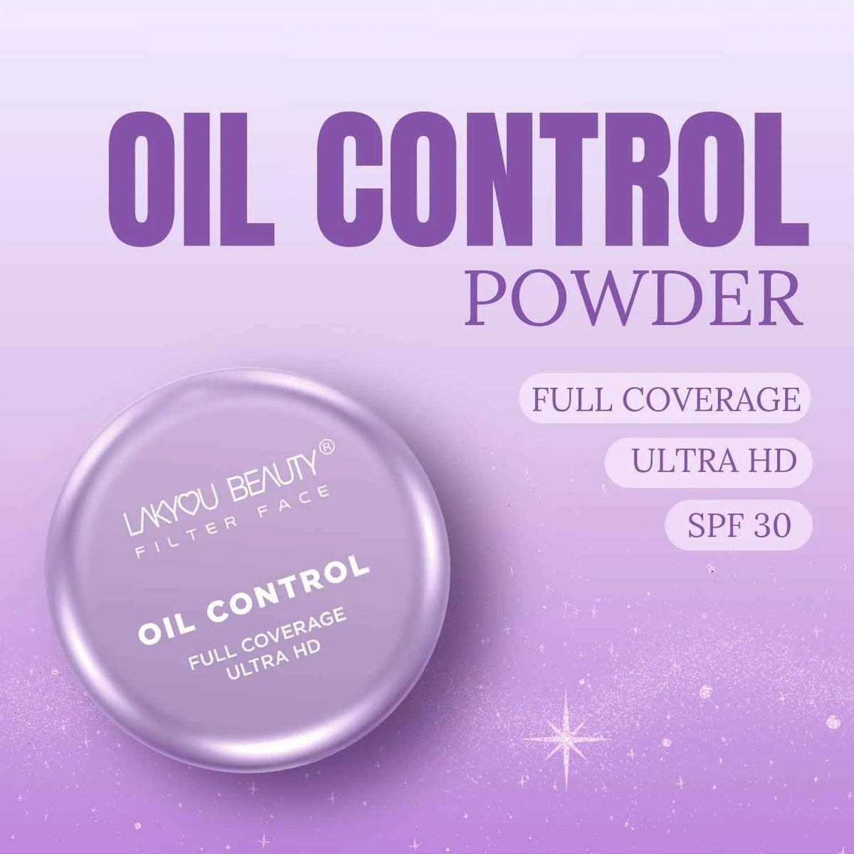 LAKYOU BEAUTY Oil Control Ultra HD Foundation 30g | Full Coverage Compact Foundation
