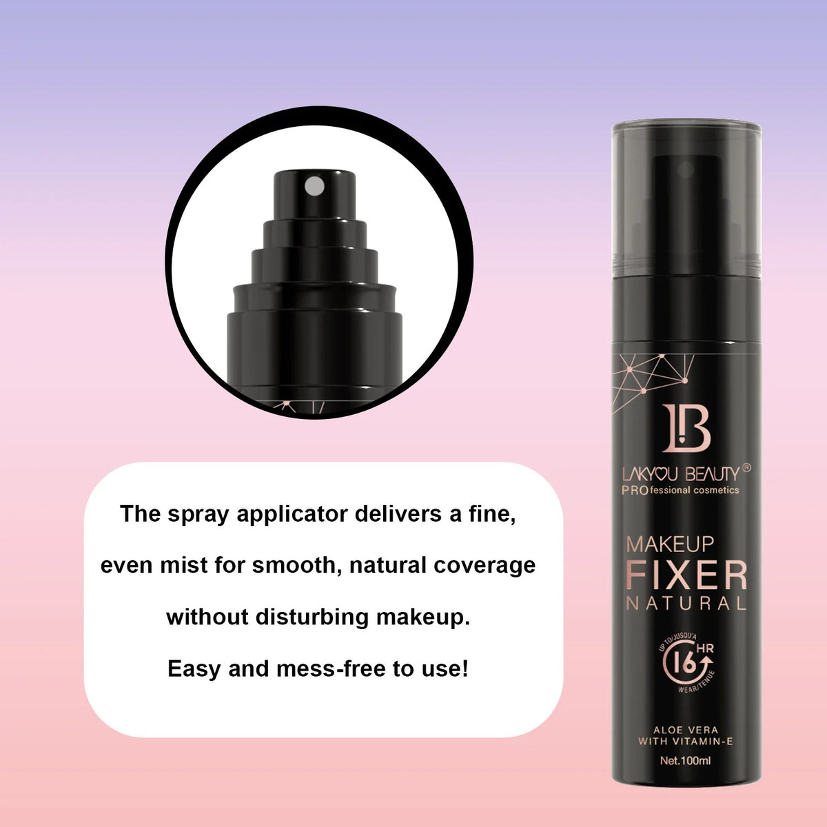 LAKYOU BEAUTY Natural Makeup Fixer Spray 100ml | Long-Lasting Makeup Setting Spray
