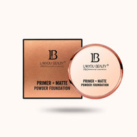 LAKYOU BEAUTY Primer + Matte Powder Foundation | 2-in-1 Compact for Flawless Matte Finish