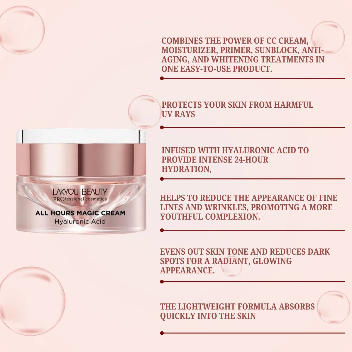 LAKYOU BEAUTY All Hours Magic Cream 50g | Hyaluronic Acid Face Cream
