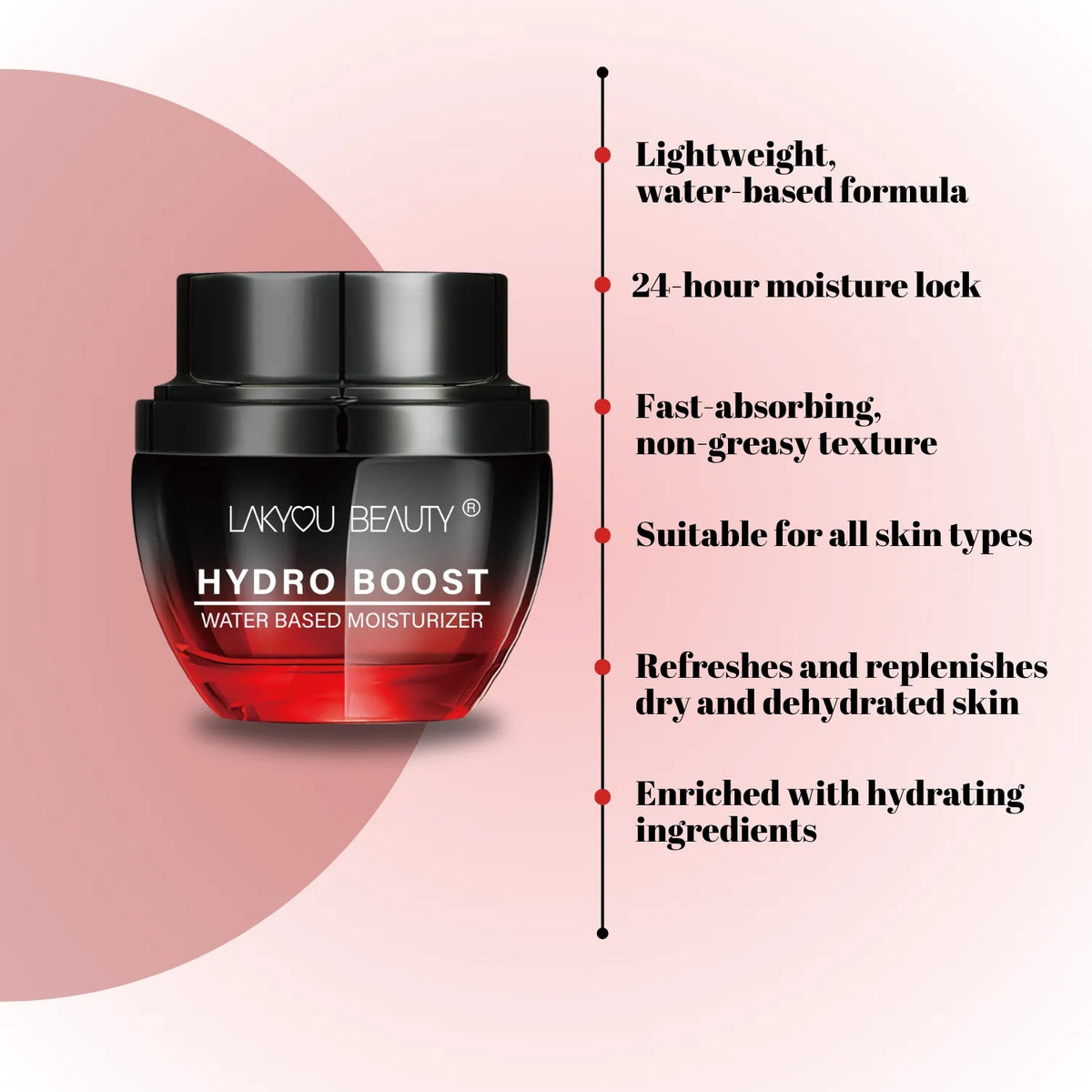 LAKYOU BEAUTY Hydro Boost Water Based Moisturizer 50g | Lightweight Hydrating Face Gel Cream | All Skin Types