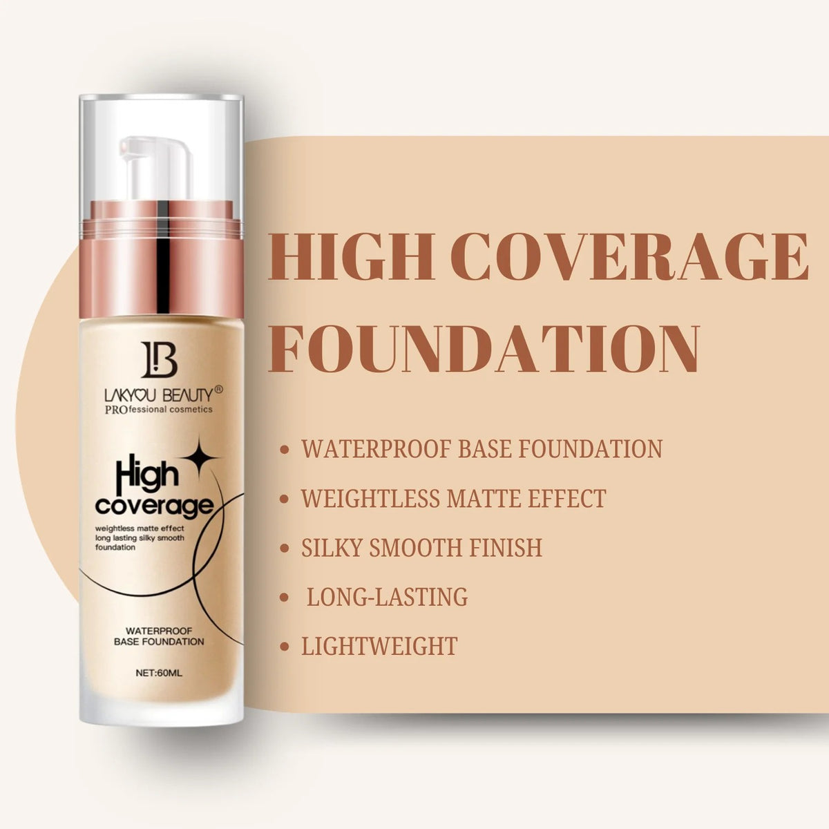 LAKYOU BEAUTY High Coverage Waterproof Foundation 60ml