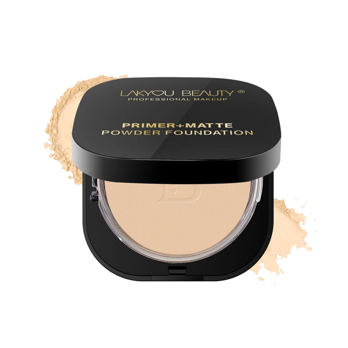 LAKYOU BEAUTY Primer + Matte Powder Foundation | 2-in-1 Compact for Flawless Matte Finish