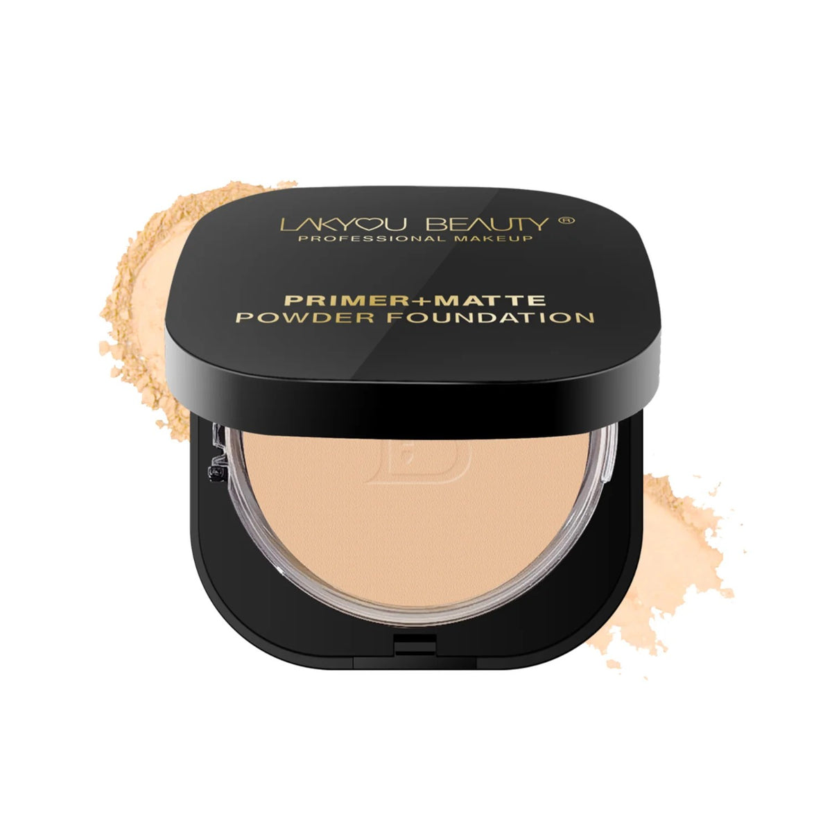 LAKYOU BEAUTY Primer + Matte Powder Foundation | 2-in-1 Compact for Flawless Matte Finish