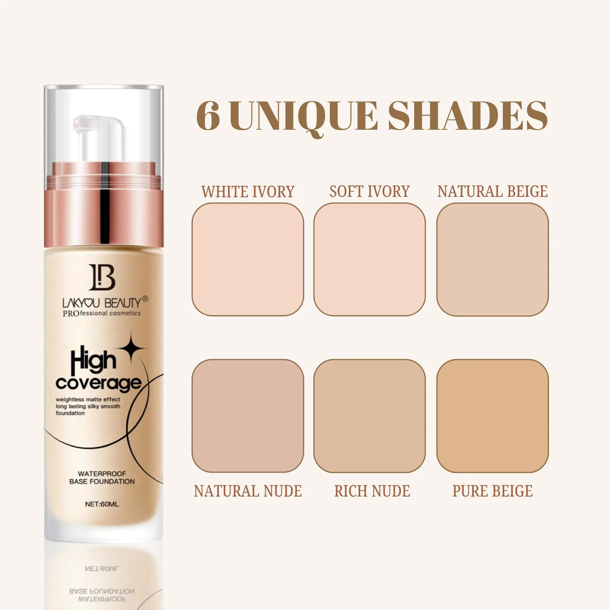 LAKYOU BEAUTY High Coverage Waterproof Foundation 60ml