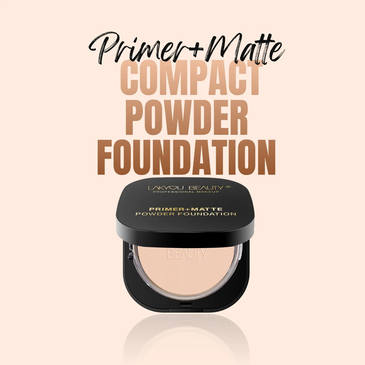 LAKYOU BEAUTY Primer + Matte Powder Foundation | 2-in-1 Compact for Flawless Matte Finish