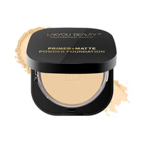 LAKYOU BEAUTY Primer + Matte Powder Foundation | 2-in-1 Compact for Flawless Matte Finish